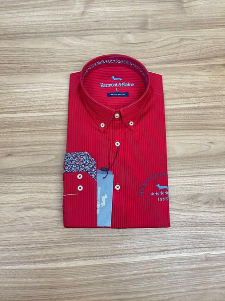 Chemise Harmont et Blaine Rayeé 1995 Rouge