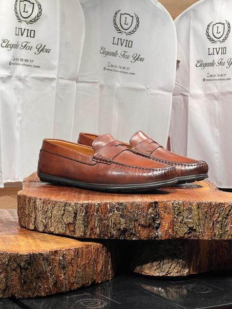 Mocassin cuir marron intérieur cuir