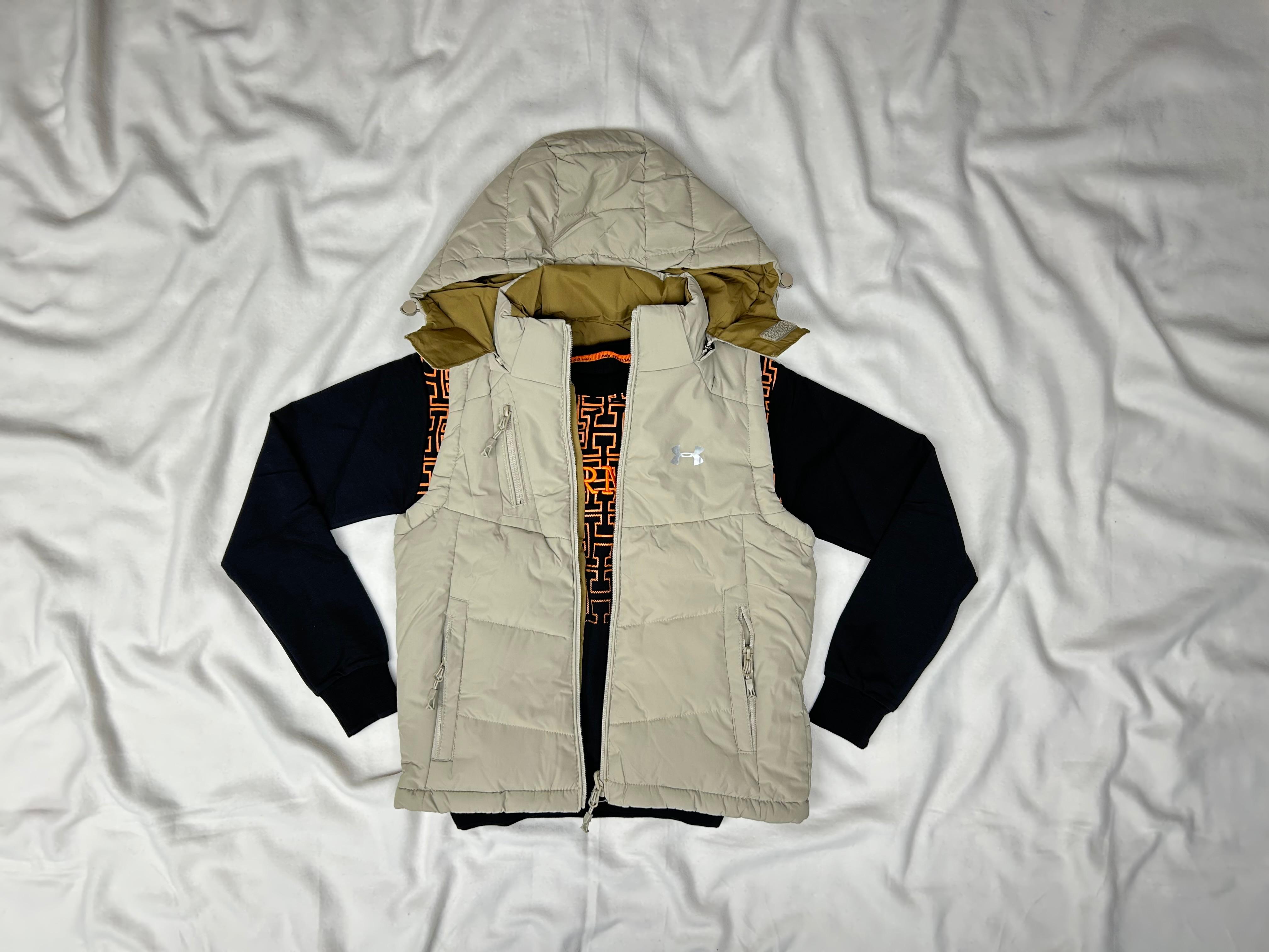 ENSEMBLE  SWEET ET GILET AVEC POCHE  UNDER  BEIGE-NOIR