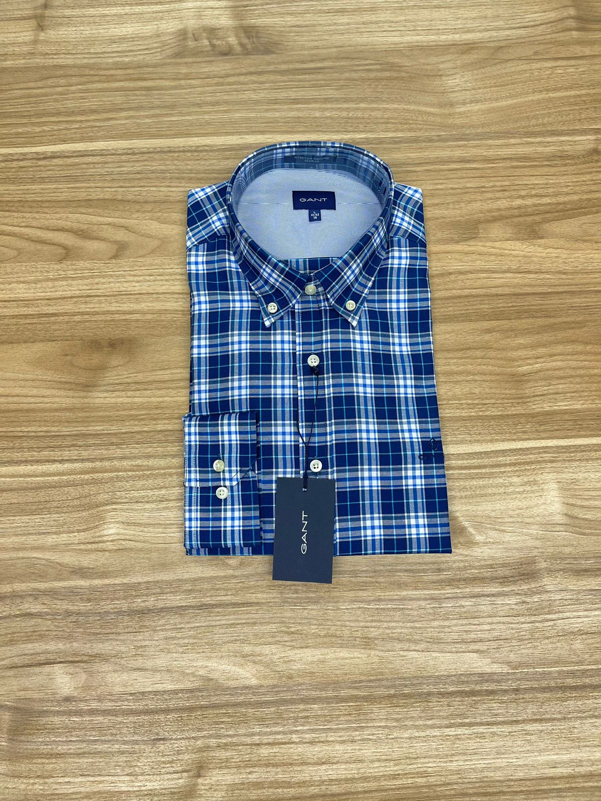 Chemise Gant Grand Carreaux Bleu