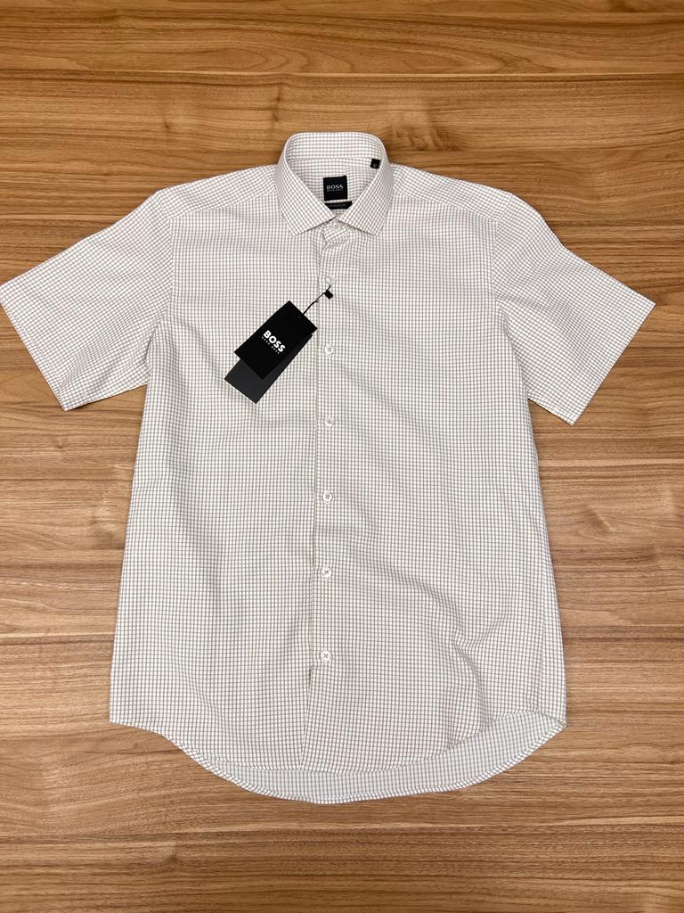 Chemise Demi Manche Boss Carreaux Beige