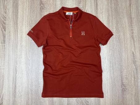 POLO HERMES AVEC ZIPPE ROUGE BRIQUE