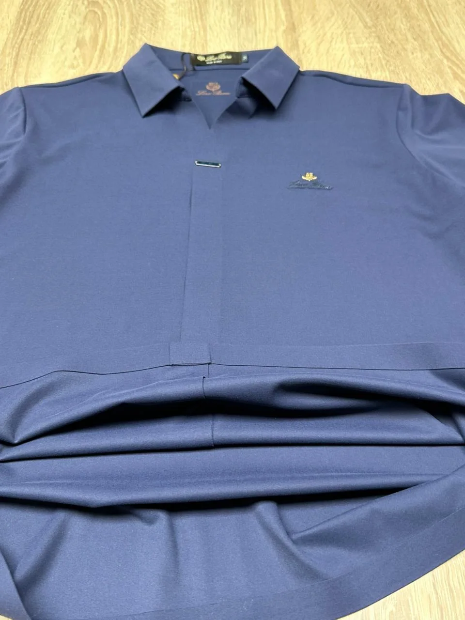 POLO COL CHEMISE LORO PIANA BLEU MARINE