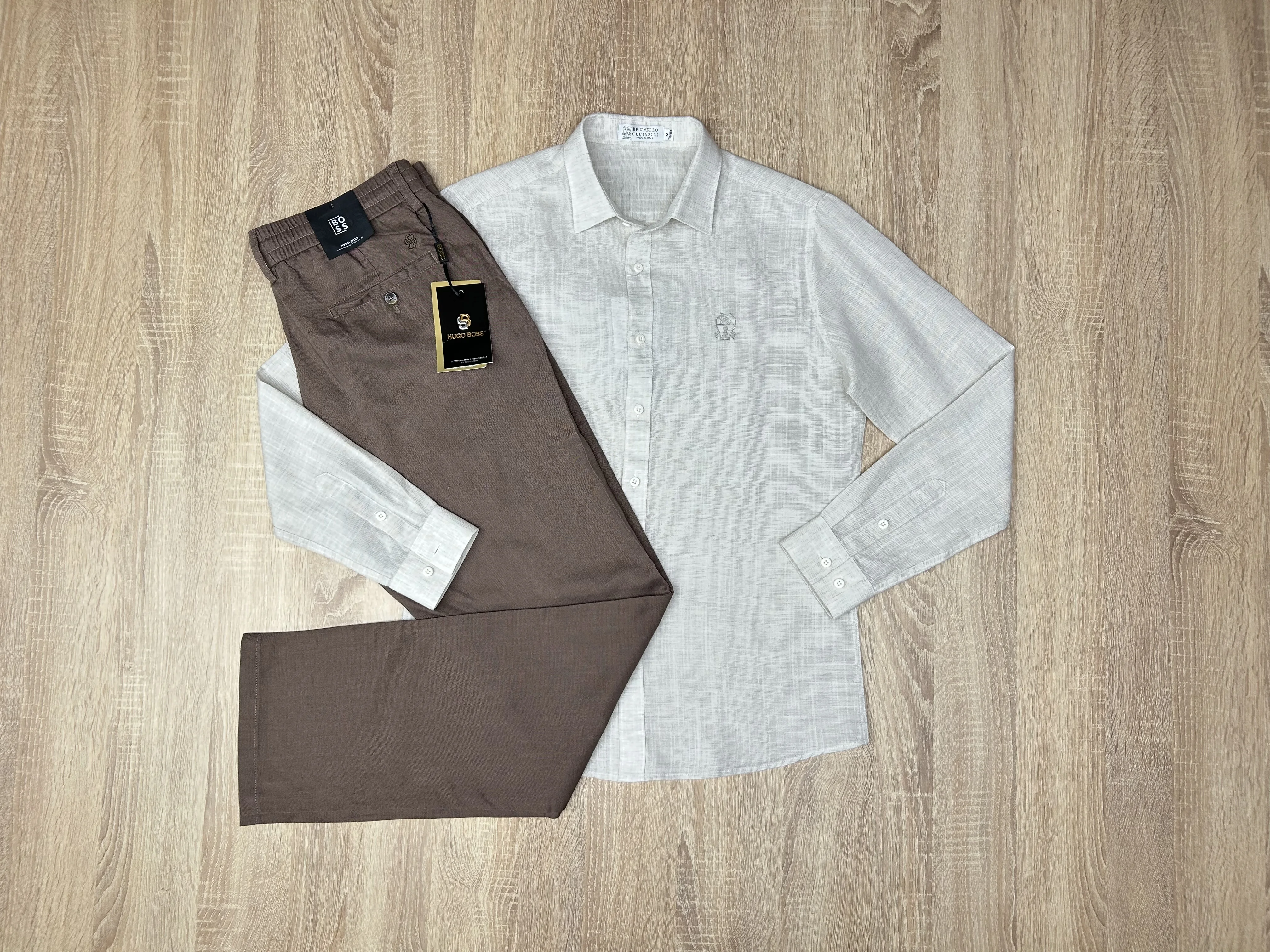 ENSEMBLE LIN BEIGE-MARRON