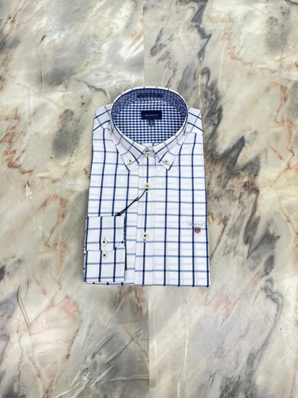 CHEMISE GANT CARREAUX BLANC