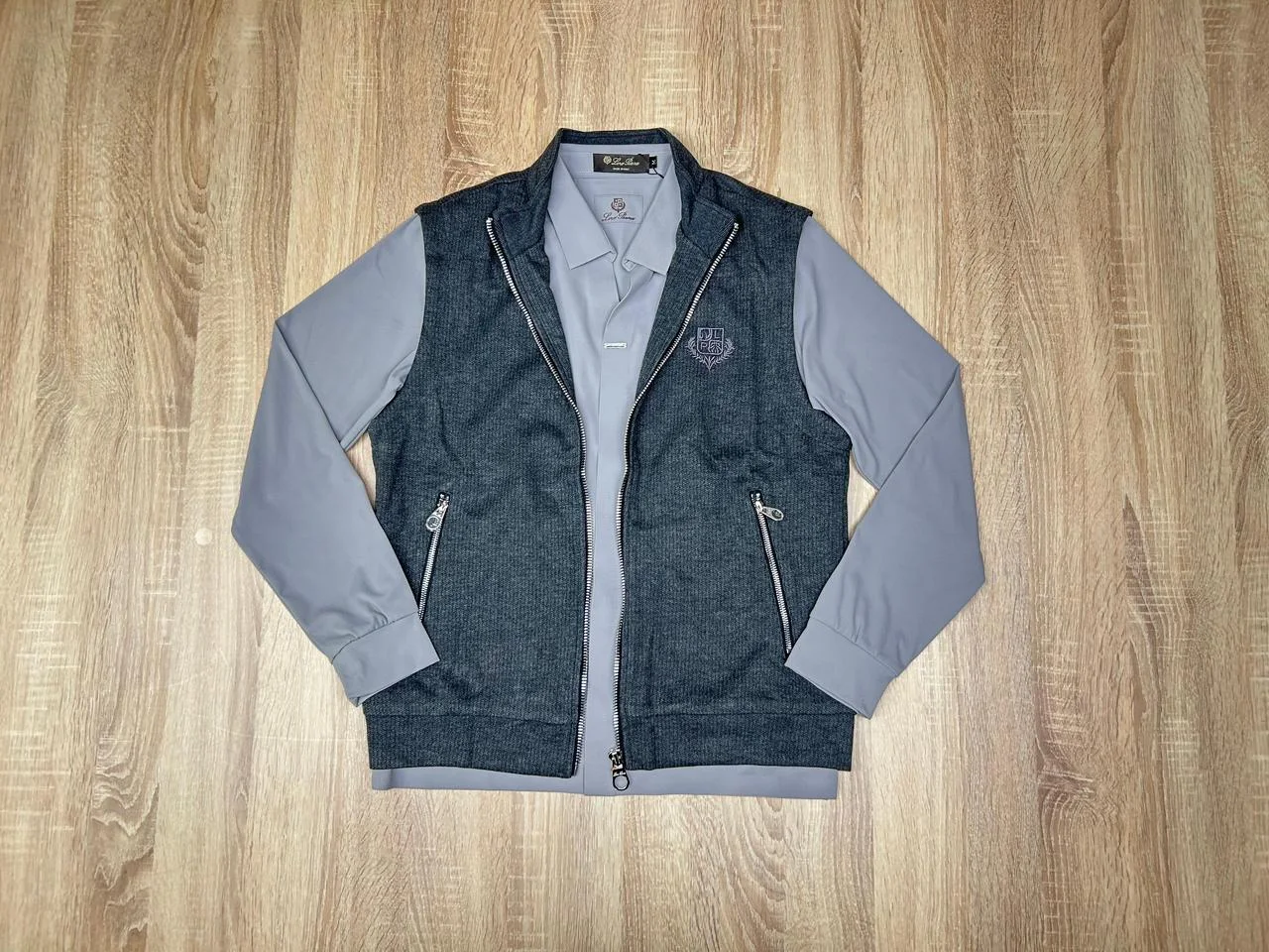 ENSEMBLE GILET ET CHEMISE LORO PIANA GRIS