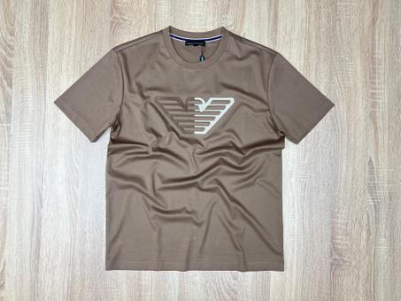 T-SHIRT ARMANI EMBROIDERY MARRON CLAIR