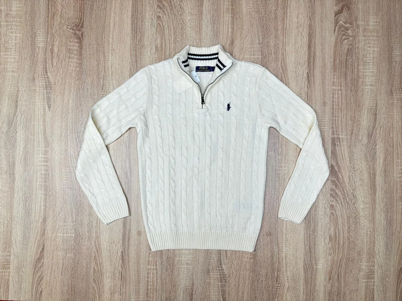 PULL RALPH LAUREN AVEC ZIPPE BLANC