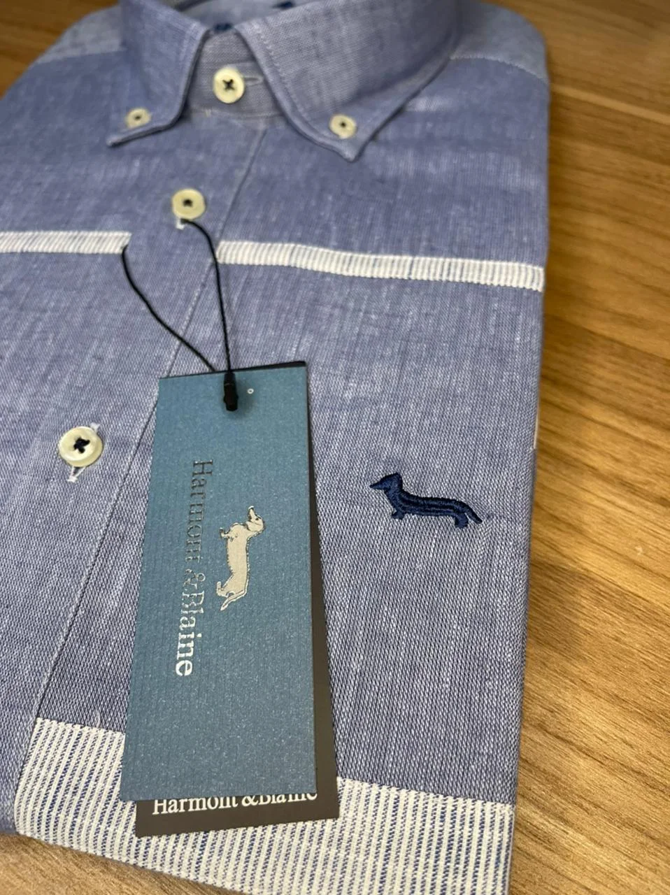 Chemise Harmont & Blaine Bleu Lin