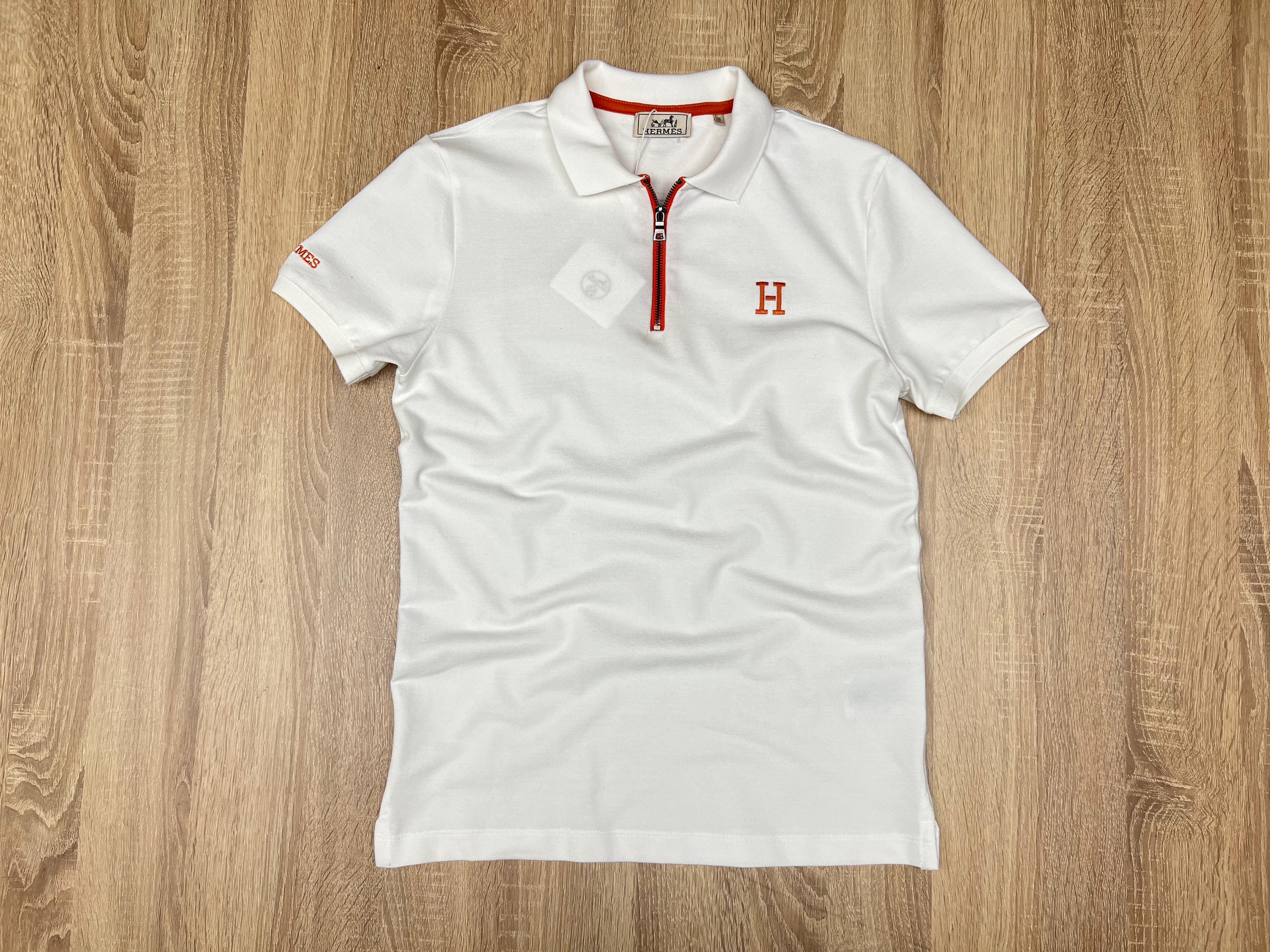 POLO HERMES AVEC ZIPPE BLANC