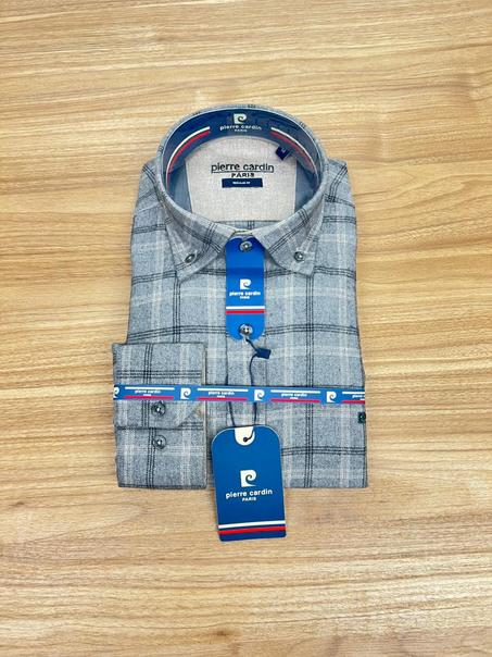 Chemise Pierre Cardin Grande Carreaux Gris