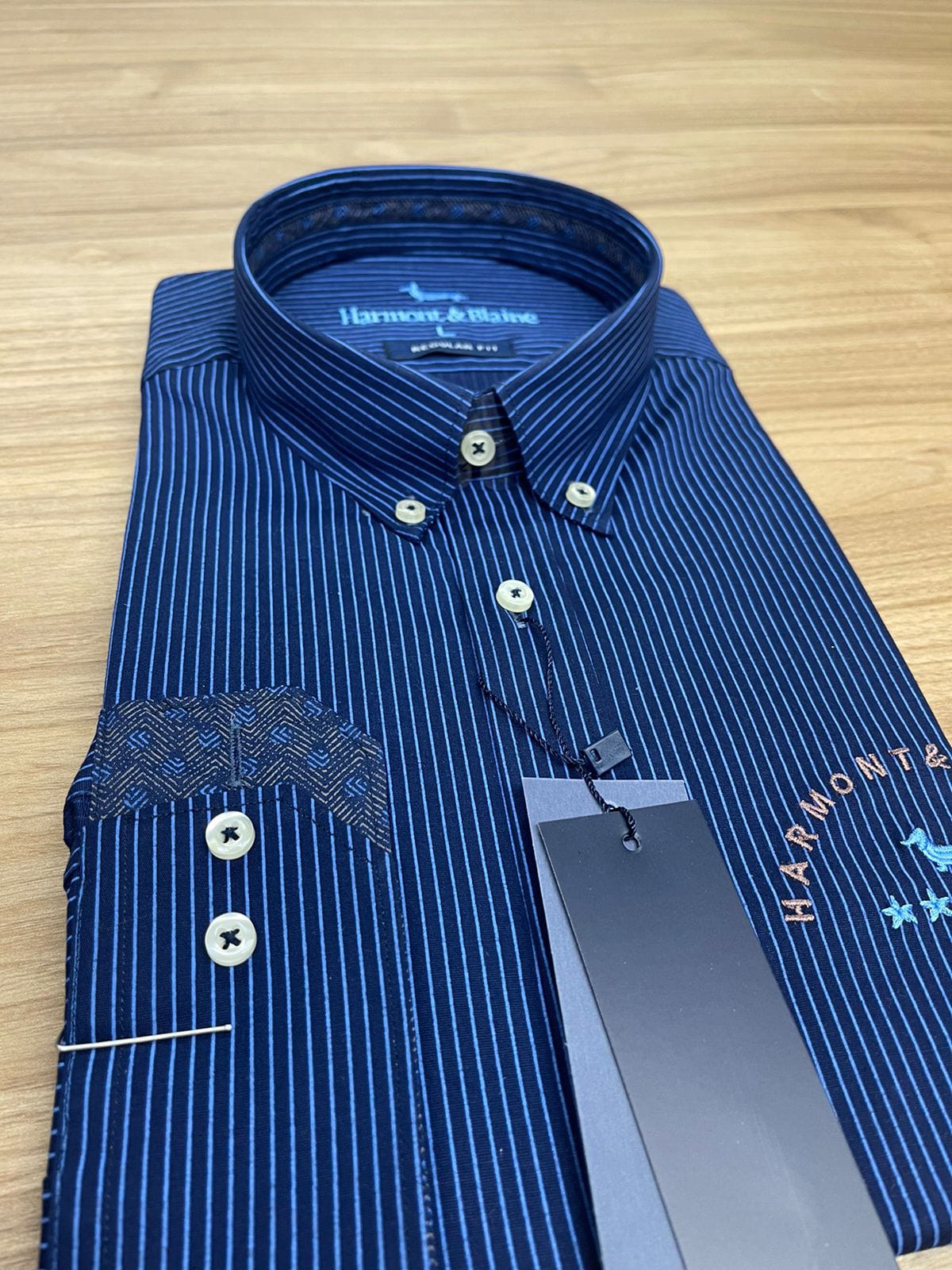 Chemise Harmont et Blaine Rayeé 1995 Bleu Marine