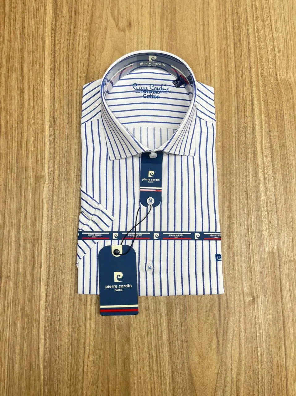Chemise Demi Manche Pierre Cardin Raillé Blanc