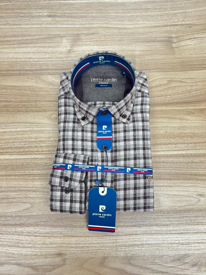 Chemise Pierre Cardin Carreaux Marron