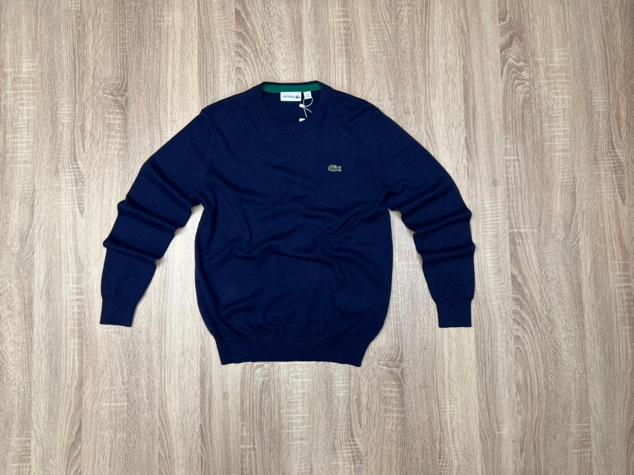 PULL COL ROND LACOSTE BLEU MARINE