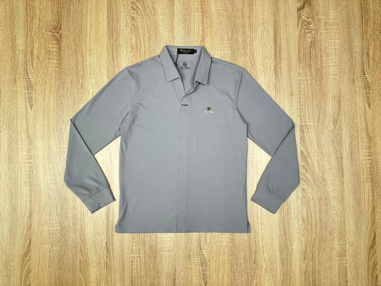 POLO COL CHEMISE LORO PIANA GRIS CLAIR