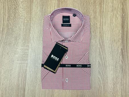 Chemise Demi Manche Boss Carreaux Rouge