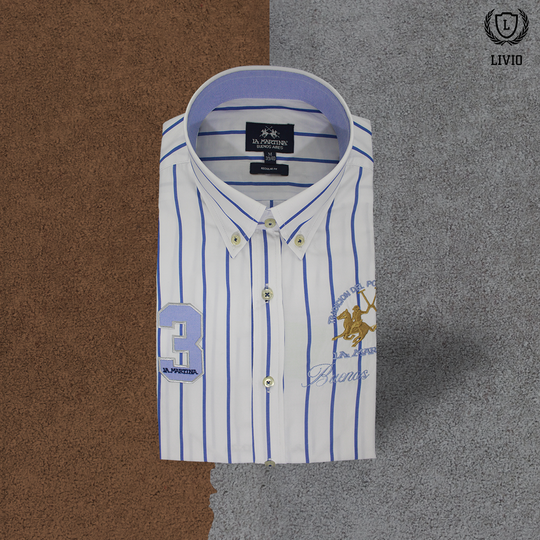 Chemise la Martina Blanc Rayée