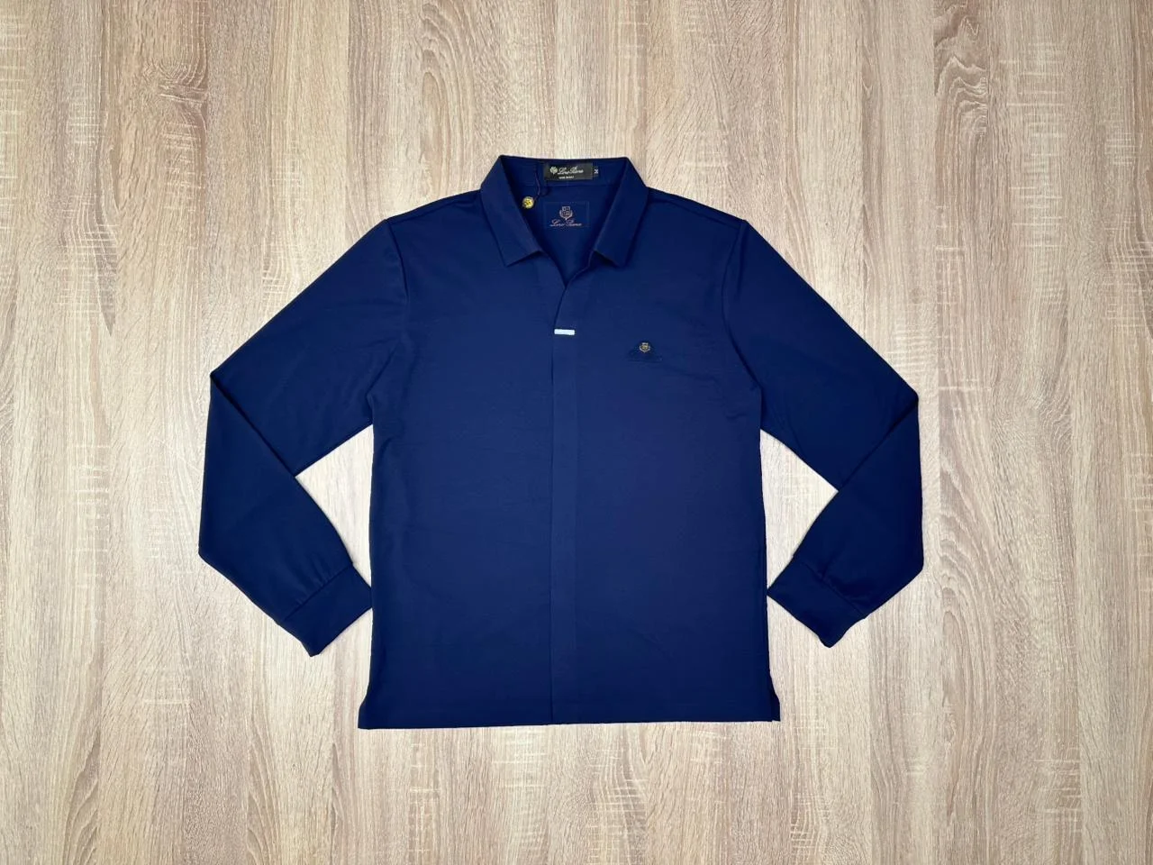 POLO COL CHEMISE LORO PIANA BLEU MARINE