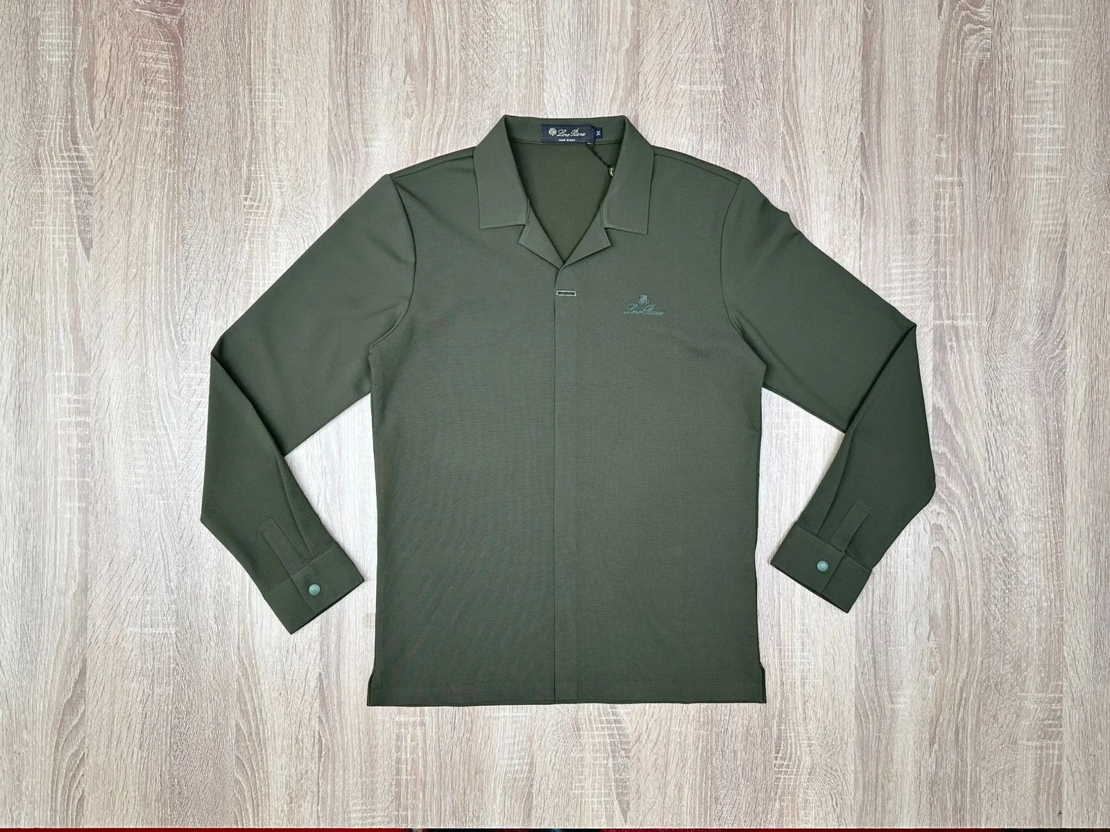 POLO COL VESTE LORO PIANA VERT MILITAIRE