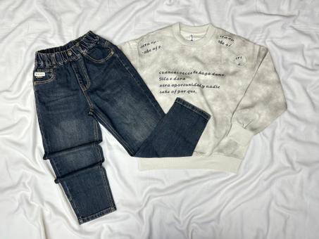 ENSEMBLE ENFANT EFFET MARBRE OVERSIZE BLANC CASSE