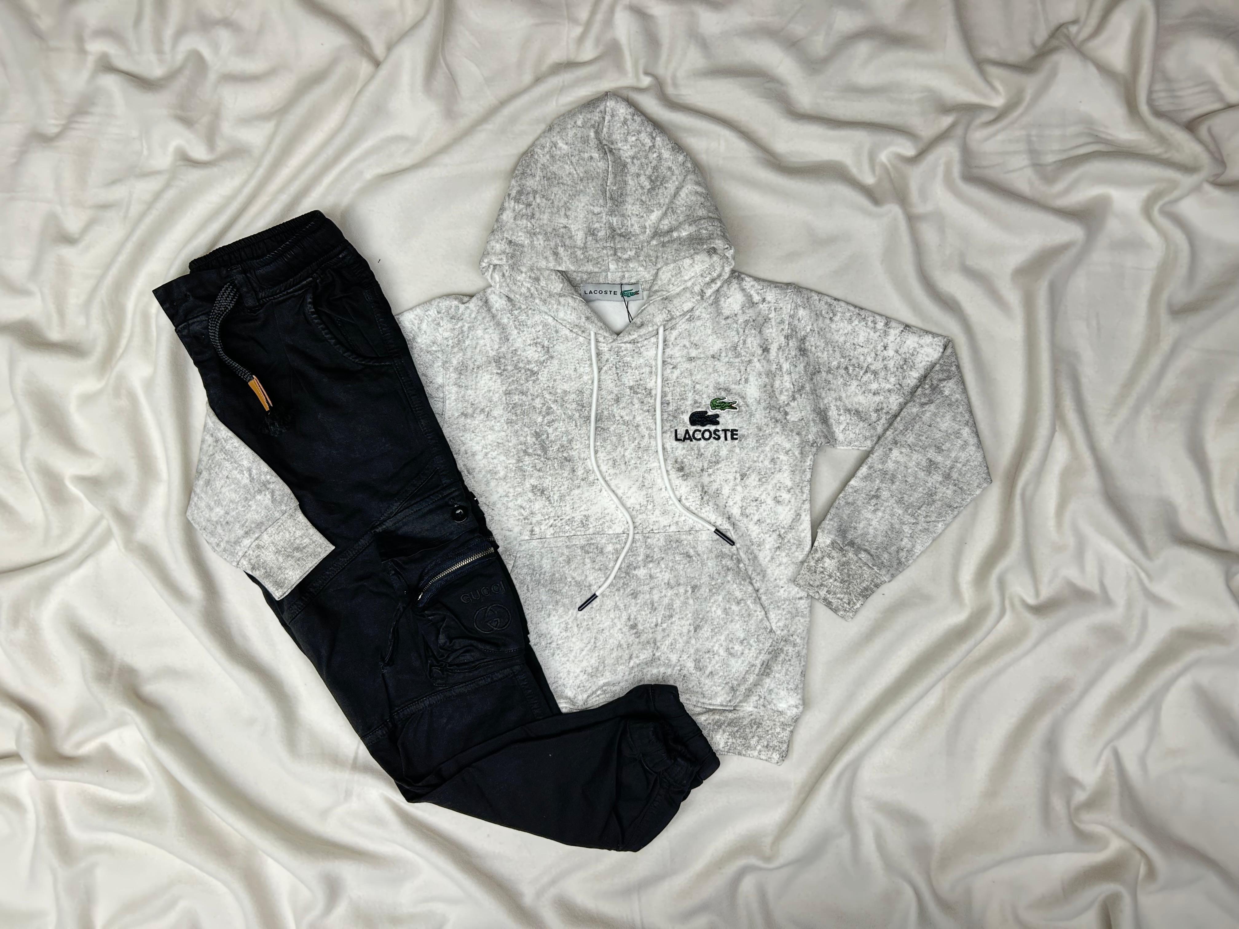 ENSEMBLE ENFANT  LACOSTE EFFET MARBRE BLANC