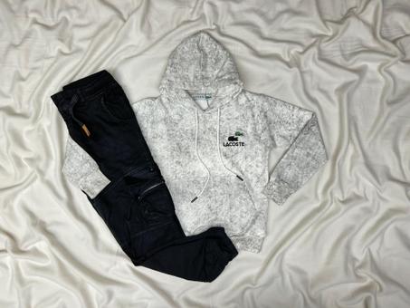 ENSEMBLE ENFANT  LACOSTE EFFET MARBRE BLANC