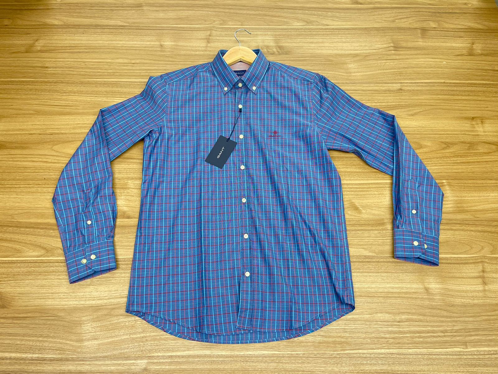 Chemise Gant Petit Carreaux Raille Bordeaux