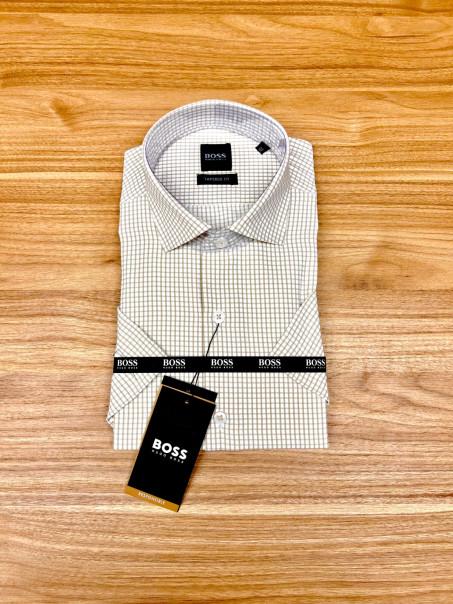 Chemise Demi Manche Boss Carreaux Beige
