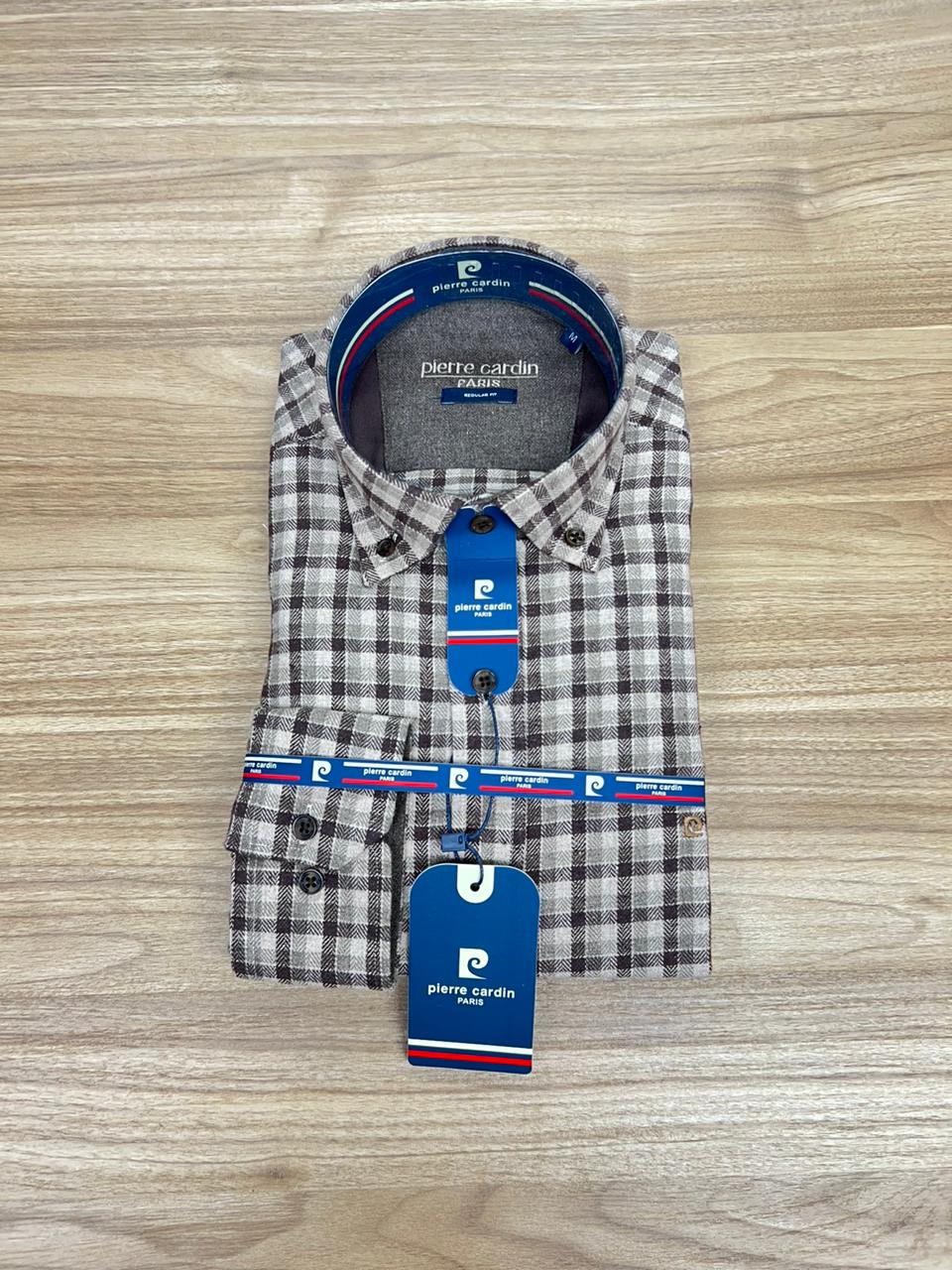 Chemise Pierre Cardin Carreaux Marron