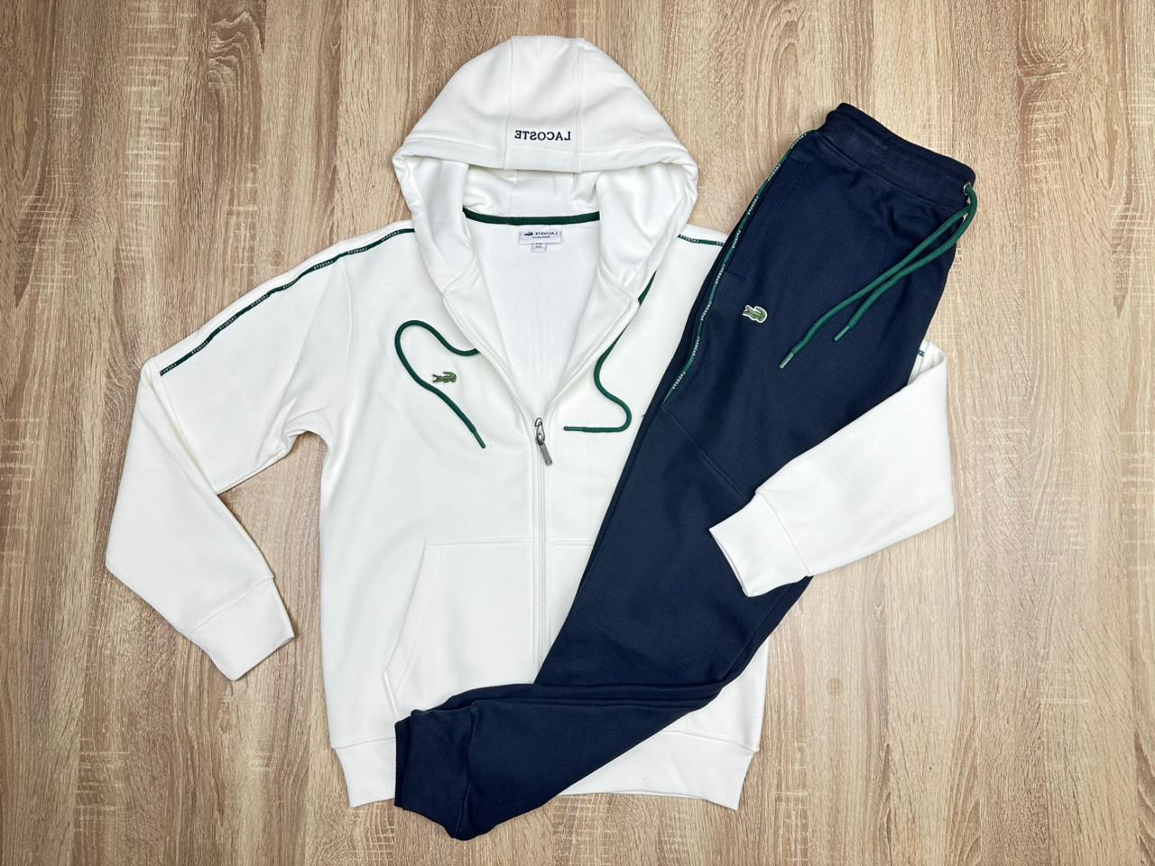 SURVETTE LACOSTE AVEC CAPUCH NV BLANC/MARINE