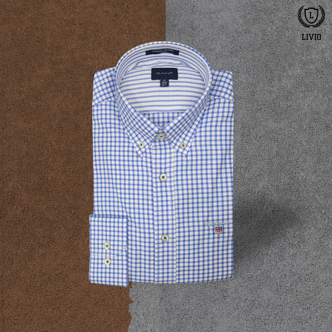 Chemise Gant Carreaux Bleu