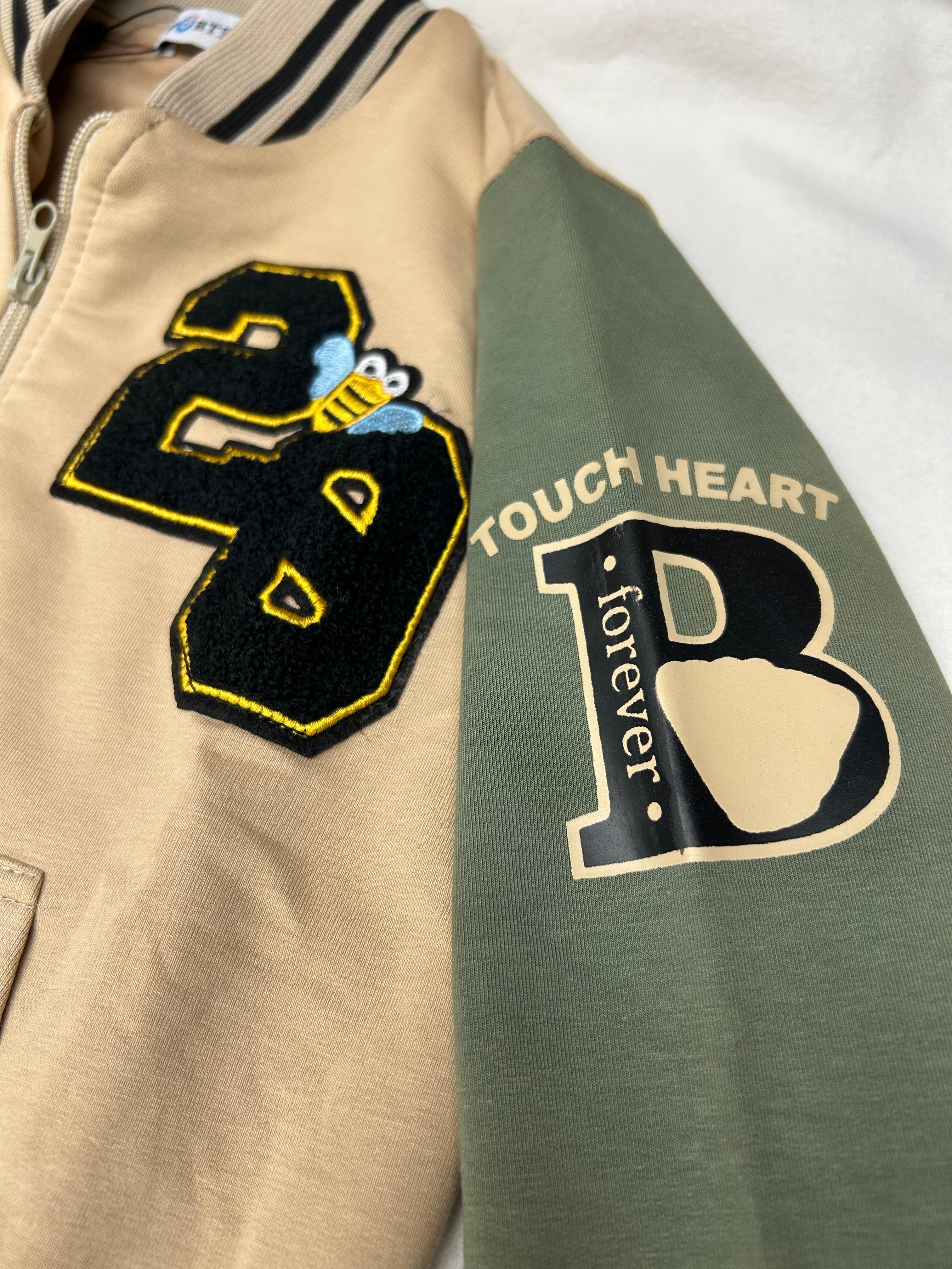 ENSEMBLE  ENFANT 3 PIECES TOUCH HEART BEIGE-VERT MILITAIRE