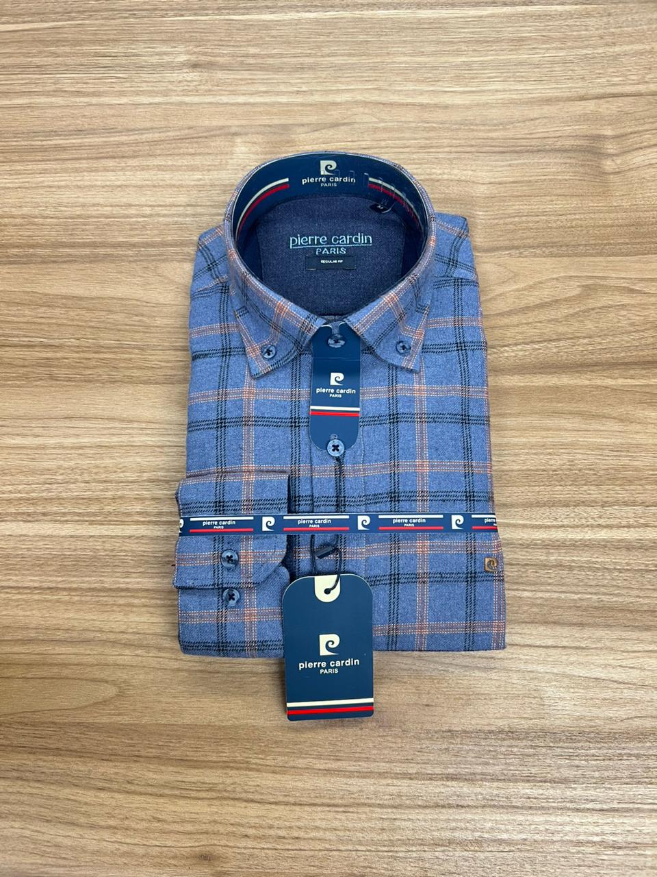 Chemise Pierre Cardin Grande Carreaux Bleu