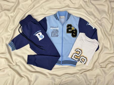 ENSEMBLE ENFANT 3 PIECES TOUCH HEART BLEU CIEL-BLEU MARINE