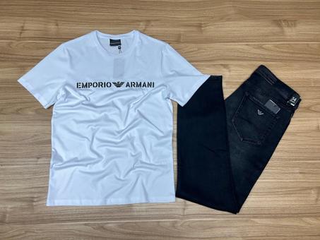 ENSEMPLE EMPORIO ARMANI T-SHIRT BLANC JEAN NOIR