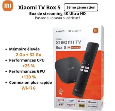 XIAOMI MI TV Box S (3rd Gen) – 4K 32GB WiFi 6 Google TV – 3ème génératio