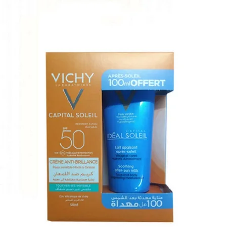 Vichy Capital soleil Crème Anti-brillance + Après Soleil 100ml Pack