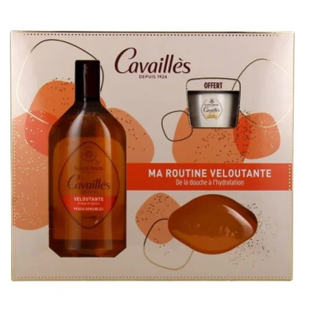 Cavaillès Huile de Douche Veloutante 250ml, Savon Huile Veloutante 100g ,Crème Perlée Ultra-hydratante 50ml (offerte)