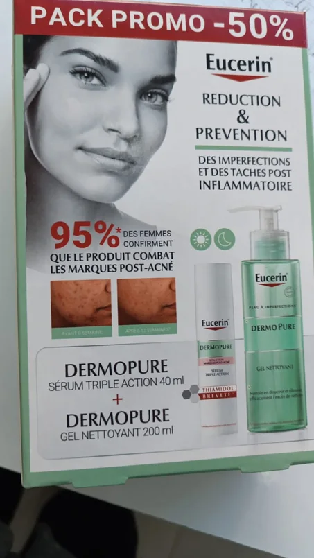 PACK EUCERIN DERMOPURE SERUM TRIPLE ACTION 40ML+ DERMOPURE GEL NETTOYANT 200ML (copy)