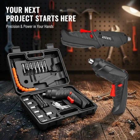 طقم مفك براغي كهربائي – مفك براغي كهربائي مع 47 ملحقًا - Kit de tournevis électrique