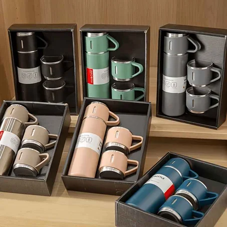 Thermos avec 3 tasses - ترمس من الفولاذ المقاوم للصدأ
