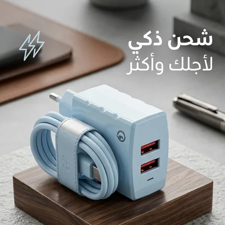 شاحن ثنائي المنافذ USB مع كابل – شحن سريع | Chargeur 2 Ports USB Avec Câble