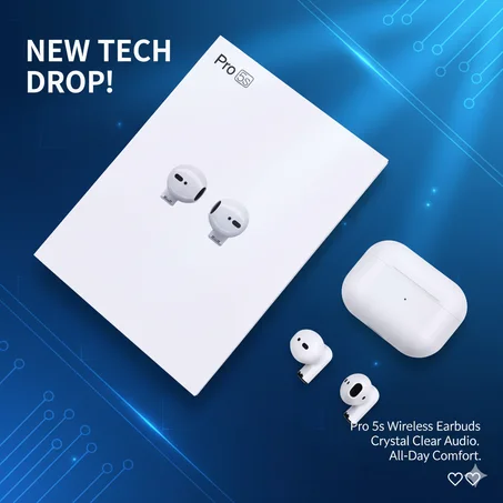 لا تضيع الفرصة! سماعات TWS Pro 5S بلوتوث بصوت قوي وتجربة استماع مذهلة