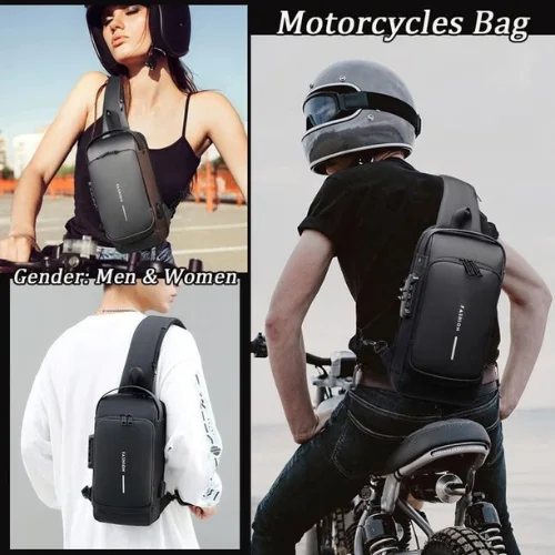 Anti-Theft Crossbody Sling Backpack, Multi-pocket Casual Chest Bag, Handbag & Shoulder Bag With USB Charging Port & Password Lock, Waterproof Travel Bag for Men And Women.