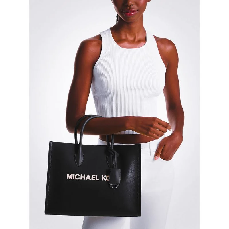 Michael Kors Mirella Medium Pebbled Leather Tote Bag - Black