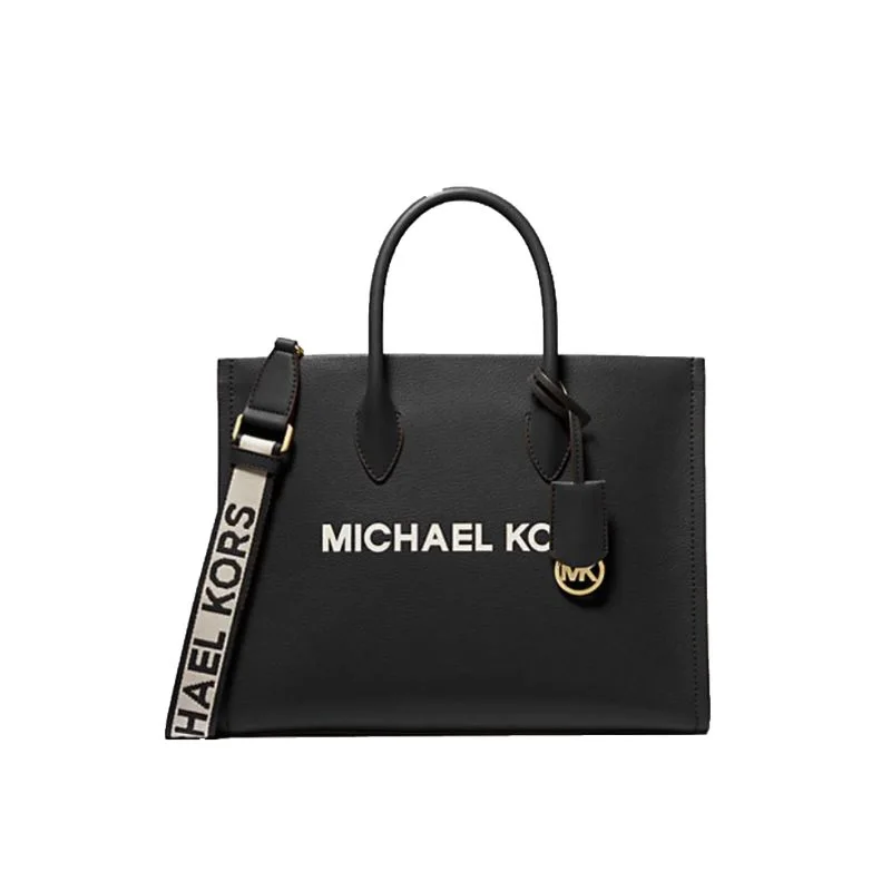 Michael Kors Mirella Medium Pebbled Leather Tote Bag - Black