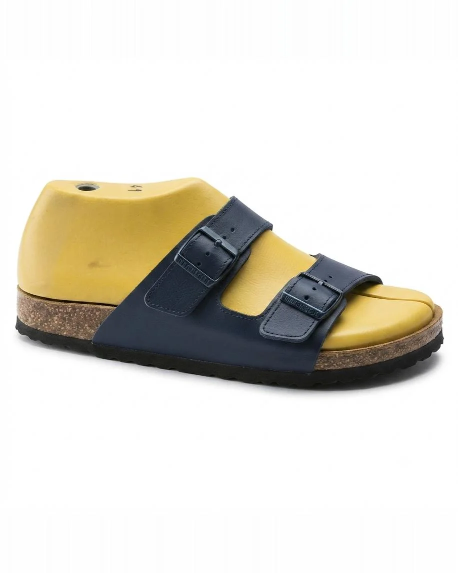 Sandales ortho en cuir grainé bleu nuit 0021