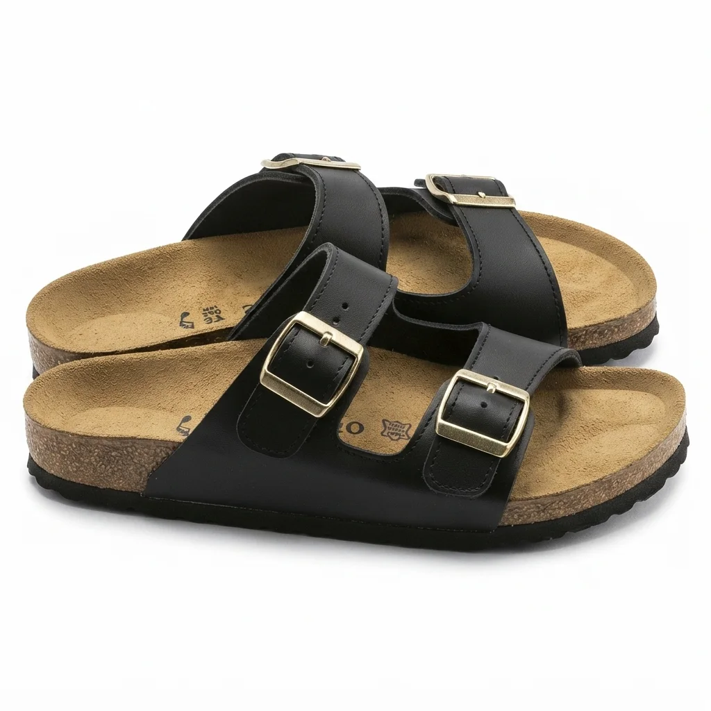 Sandales savana en cuir lisse noir 0012