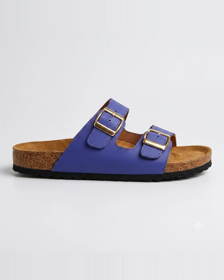 Sandales savana en cuir grainé bleu nuit 0021